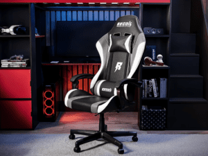gaming chair in black and grey